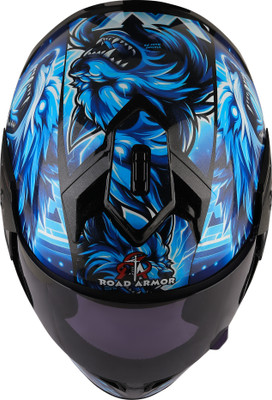 ROAD ARMOR ABS Material Full Face Black Visor, UV Scratch Resistance Motorbike Helmet(SKY BLUE)