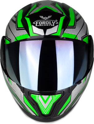 Agx Rado D2 with Rainbow Visor ABS Material Motorbike Helmet(Green)