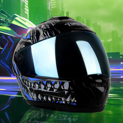 Agx Speed Smk with Anti UV Rainbow Visor ABS Material Unisex Motorbike Helmet(Blue)
