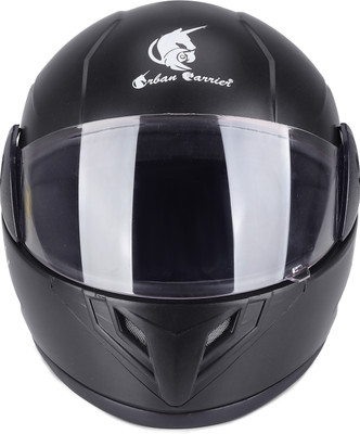 urban carrier ABS Material Full Face Plain Visor, UV Scratch Resistance Motorbike Helmet(Black)