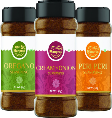 MANPRAS Manpras Seasoning Combo- Cream N Onion- Peri Peri- Oregano(150 g)