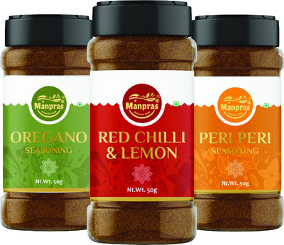 MANPRAS Manpras Seasoning Combo- Redchillylemon- Peri Peri- Oregano(150 g)