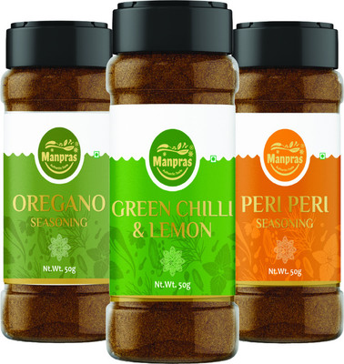 MANPRAS Manpras Seasoning Combo- Greenchillylemon- Peri Peri- Oregano(150 g)