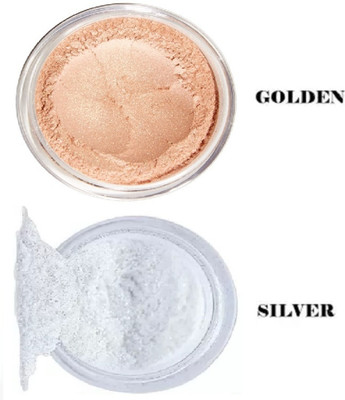 AMOSFIA Combo Pack Gold And Silver Powder Shimmer  Highlighter(Gold, Silver)