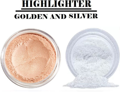 Amaryllis Best Gold And Silver Shimmery Shiny Face Makeup Shimmer Powder  Highlighter(Gold, Silver)