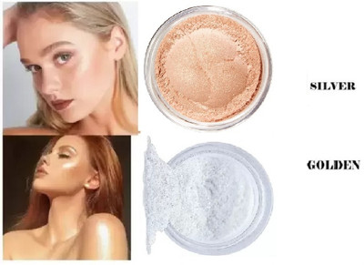 AMOSFIA Gold & Silver Highlighter Powder Pack Of 2 Highlighter(Gold, Silver)
