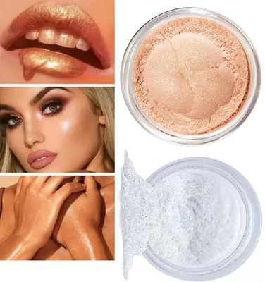 Amaryllis shimmer finish gold & silver highlighter powder Highlighter Pack Of 2 Highlighter(Gold, Silver)