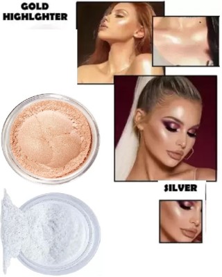 AMOSFIA Gold And Silver Powder Shimmer  Highlighter(Gold, Silver)