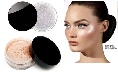 AMOSFIA 3D Powder Powder| Highly Pigmented, Easy-To-Blend & Cruelty-Free Highlighter(Gold, Silver)