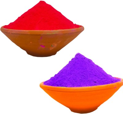 GULAL Combo (Red And Purple) 100g Each Colour Holi Color Powder Pack of 2(Red, Purple, 200 g)