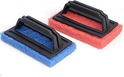 HowMuch Scrubber Brush Multi Purpose Kitchen With Handle Kitchen Cleaning Plastic Wet and Dry Brush Scrub Pad(Medium, Pack of 2)