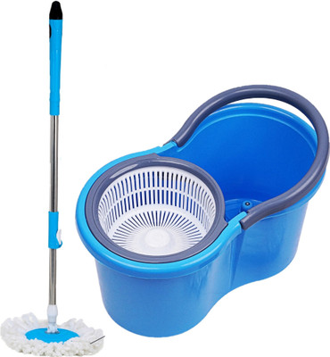 JSN JSN Spin Floor Cleaning Easy Bucket Mop with 1 Microfiber Refill Mop Set(Purple)