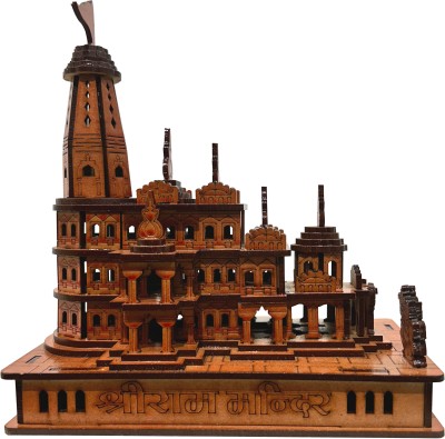 POWEREST Ram-Mandir wooden Model With Lights Decorative Showpiece  -  18 cm(Wood, Brown)