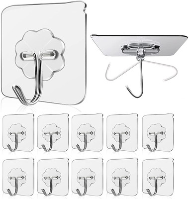 Rishav handicraft Self Adhesive Wall Hooks for Home, Kitchen, Bathroom, Reusable Hook 1(Pack of 12)