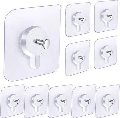 HI-HOPE 10 pcs Adhesive Wall for Hanging Photo Frame Home and Bathroom bear up to 5 kg Hook 10(Pack of 10)