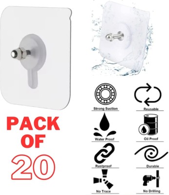 KRAZE Pack of 20 Pcs Transparent Nail Free Self Adhesive Wall Screw Hooks x20.150 Door Hanger