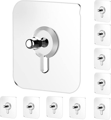 eshopy Pack of 10 Pcs Self Adhesive Heavy Duty Transparent Nail/Screw Hooks x10.155 Swivel Hook 10(Pack of 1)