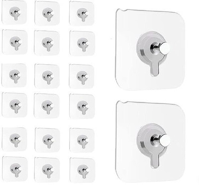 MERCEHIVE Photo Frame Nail Adhesive Hooks for Wall Without Drilling Heavy Duty Waterproof Hook 20(Pack of 20)