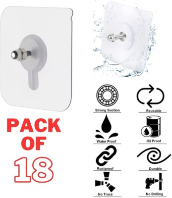 ks trade Pack of 18 Nail Free Wall Screw Adhesive Non-Trace No Drilling Hook 18(Pack of 1)