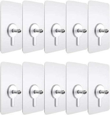 SPIVORA 100 PCS Self Adhesive Bathroom Kitchen Office No Drill Wall Screw Sticker Hook Hook Rail 10(Pack of 10)
