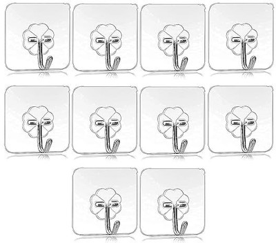 MITTAL Waterproof Self Adhesive Wall Hooks, Heavy Duty Sticky Hooks for Hanging 10KG Hook 10(Pack of 10)