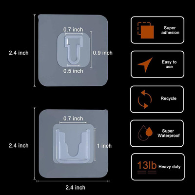 SJK (Pack of 10) Self-Adhesive Male Female Hook 1293 Hook 10(Pack of 1)