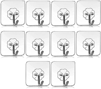 SELIFYMART Adhesive Hooks for Wall, Sticky Wall Hook for Hangers,Bathroom hangings Hooks 10 Hook 10(Pack of 10)