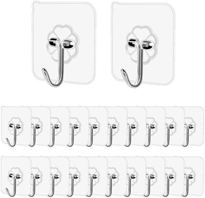 jai creations 20 High-Quality Wall Hooks - Self-Adhesive, Heavy Duty, No-Drill, Waterproof Hook 20(Pack of 20)