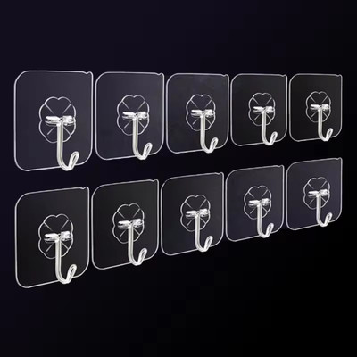 ADL PASSION Adhesive Hooks for Wall, Sticky Wall Hook for Hangers,Bedroom,Bathroom hangings Hook 10(Pack of 10)