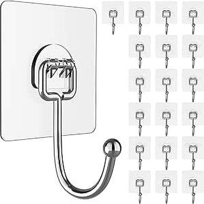 VESTURA Self Adhesive Sticker Hanger | No-Drill Plastic Wall Hooks Hook 20(Pack of 20)