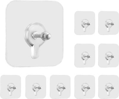 Shreejee Pack of 10 Pcs Nail Free Screw Hook Sticker-Adhesive No Drilling Hooks x10.128 Hook 10(Pack of 1)