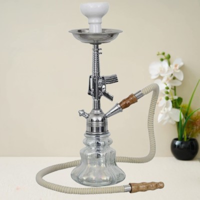 kraftynation Glass Hookah Pot 14 inch Glass Hookah(Silver)