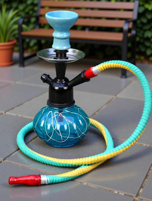 The New Look 12 inch Glass, Iron Hookah(Blue, Black)
