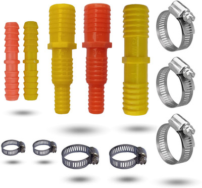 ESEKSAFAR Plastic 2pc 1/2inch 2pc 1”-1/2” & ¾ “ pipe & 1pc 1” Pipe connector & 7 Clamp Hose Connector