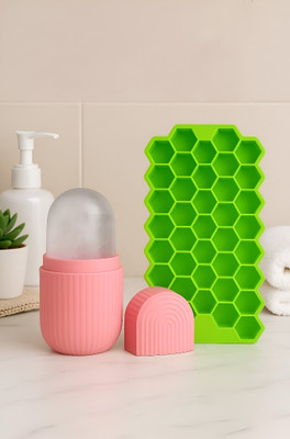 NXGEN Combo Of Ice Face Roller, Green Silicone Ice Cube Tray(Pack of2)