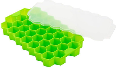 Kepzell Honeycomb shape Ice Cube Tray 37 Ice Cube Molds (Pack of 1) Green Silicone Ice Cube Tray(Pack of1)