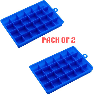 Homzview 2 Pcs BPA Free Silicone Ice Cube Trays 24 Grid ice cube maker tray mould Blue Silicone Ice Cube Tray(Pack of2)