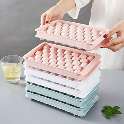 moltera 33 CAVITY MINI ROUND ICE PLASTIC TRAY Multicolor Plastic Ice Cube Tray(Pack of2)