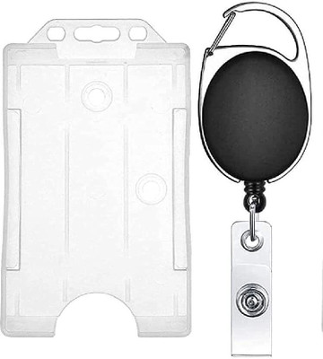 JSMSH Plastic ID Badge Holder, ID Badge Reel(Pack of 1)