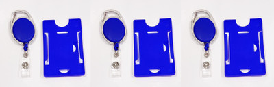 JSMSH Plastic ID Badge Holder, ID Badge Reel(Pack of 3)