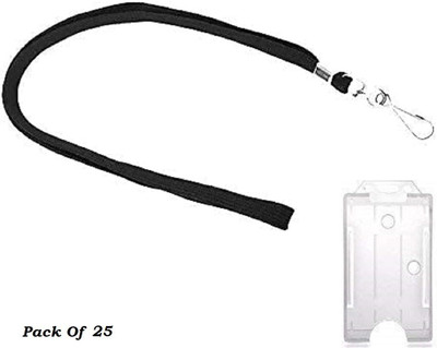 JSMSH Plastic ID Badge Holder, Lanyard(Pack of 25)