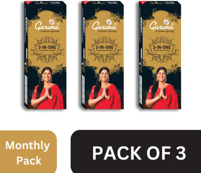Garima 3 in 1 | Premium Incense Sticks | (100 Gm In Each Pack) Agarbatti(80 Units, Set of 3)