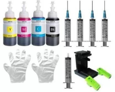 canoff 4 Refill ink bottle_With 5 Syringe & 1 nos Suction Tool Kit set 2 set hand glove Black Ink Cartridge