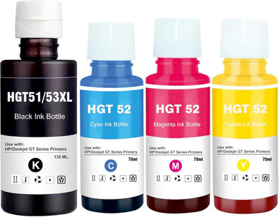 verena H-GT52/53XL Refill Ink Combo for Use in 5810 & 5811 Printer Black + Tri Color Combo Pack Ink Bottle