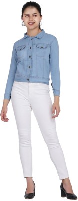 ARJ COLLECTION 3/4th Sleeve Solid Women Denim Jacket