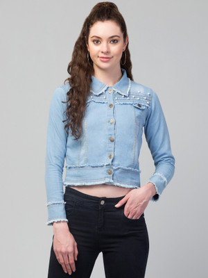 Meri Fashion Full Sleeve Washed Women Denim Jacket