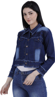 Aksa Fashion 3/4th Sleeve Washed Women Denim Jacket