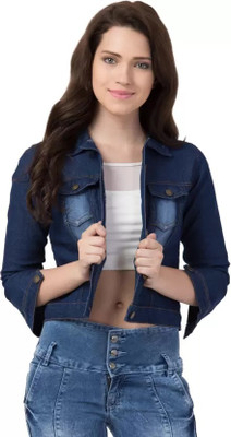 GLAMHOOD Full Sleeve Self Design Women Denim Jacket