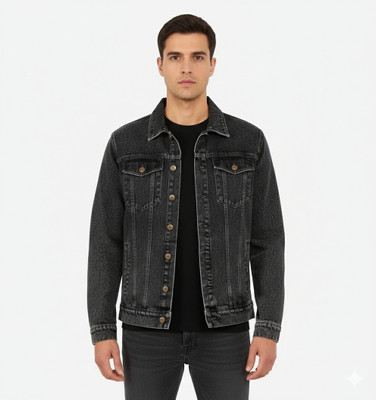 LuxeStyle Full Sleeve Textured Men Denim Jacket