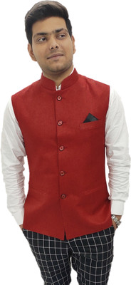 ALJAAMI Sleeveless Solid Men Jacket